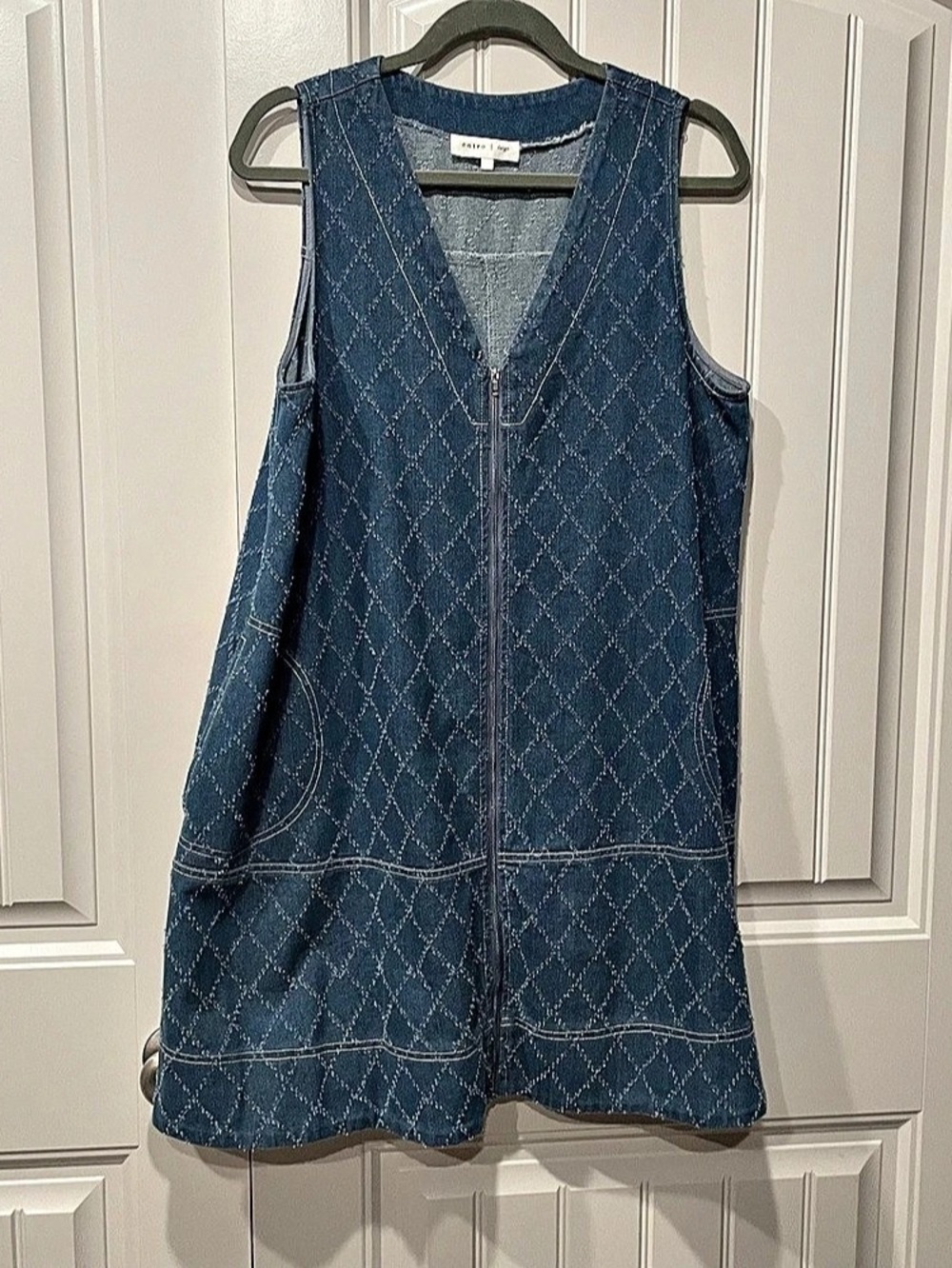 Blue Diamond Stitch Denim Mini Dress Like New